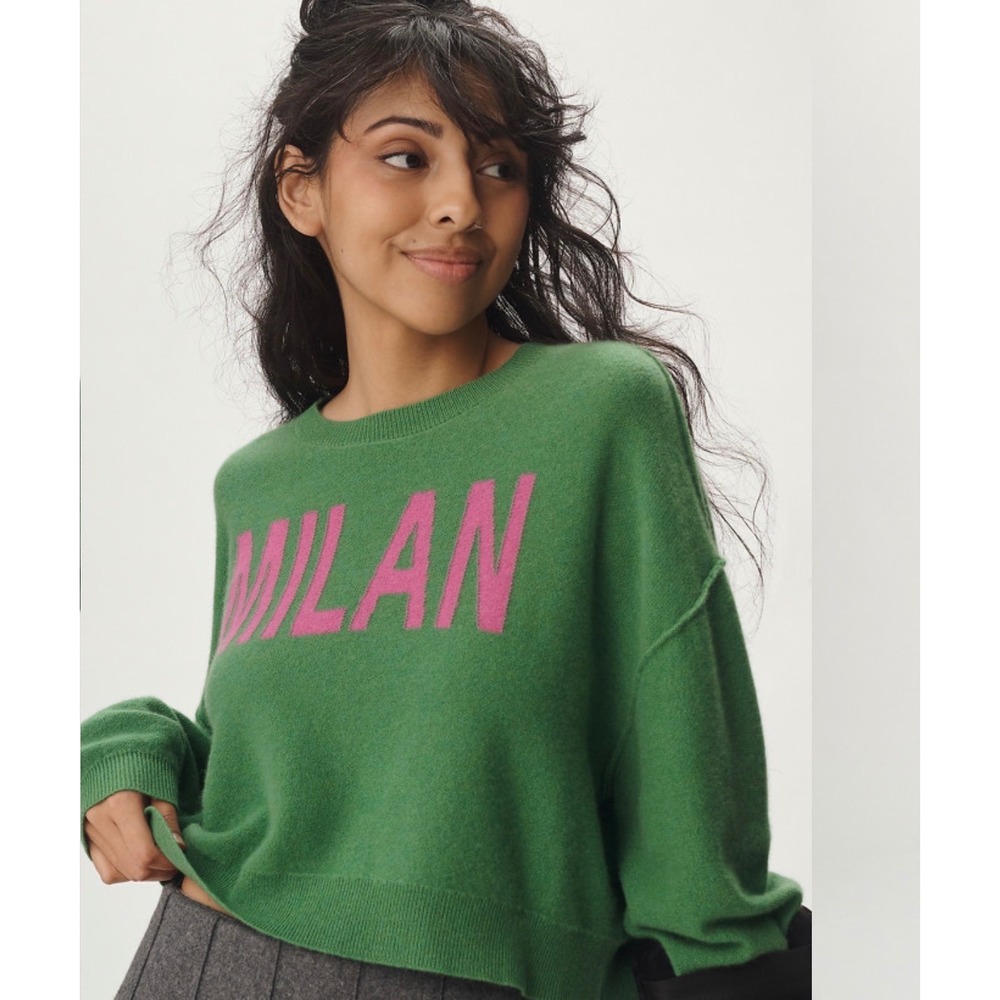 Anthropologie Pilcro Alani 100% Cashmere Green MILAN Sweater XL Oversized Luxury
